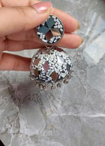 Mirror Work Jhumka Earrings