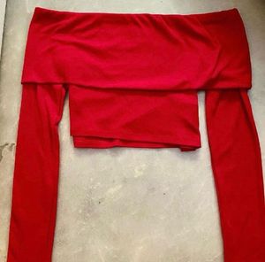 nuon Red Off-Shoulder Top