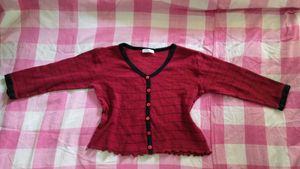Maroon Striped V-Neck crop top