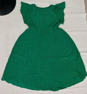 Emerald Green Flutter Sleeve Dress