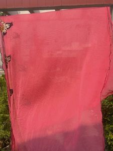 Vibrant Pink Saree with Embellishments