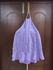 Purple Halter Neck Top with Pearl Embellishments