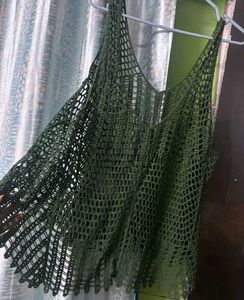 Green Crochet Knit Top