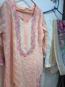 Peach Embroidered Kurta Set