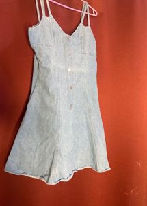 Light Wash Denim Button Front Dress