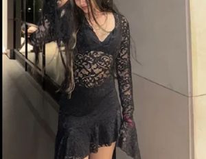Elegant Black Lace Bell Sleeve Top