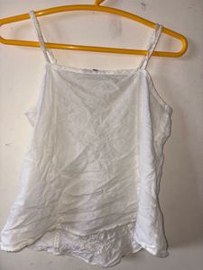 White Cami Top with Drawstring Detail