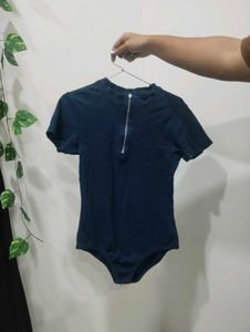 Navy Zip Neck Top(bodysuit)