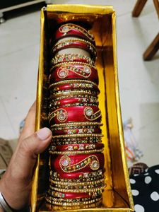 Beautiful Red &amp; Gold Bangles Set