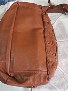 Brown Ruched Shoulder Bag