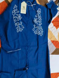 Elegant Navy Blue Embroidered Kurta Set