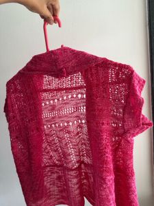 Chic Pink Open Front Knit Cardigan