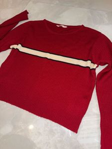 Ribbed Red Striped Sweater