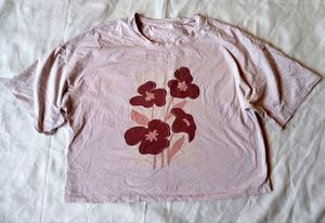 Cute Floral Print Cropped T-Shirt