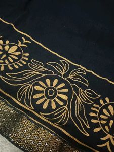 Elegant Black Ethnic Skirt with Gold Print