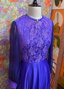 Elegant Royal Blue Pleated Gown