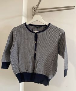 Chic Navy & White Knit Cardigan