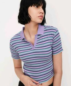 Striped Polo Crop Top
