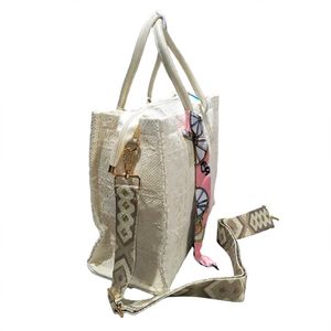 Stylish Textured Tote Bag with Scarf Accent