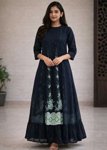 Elegant black Floral Print Maxi Dress XL