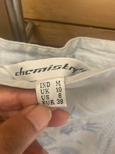 Light Blue Embroidered Midi Skirt