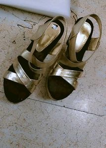 Golden And Black Heels, Party Wear 4 Inch Heels