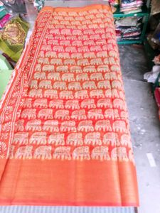 Vibrant Elephant Print Saree
