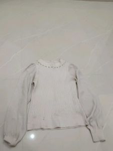 Ribbed Knit  korean Top with Sheer Sleeves