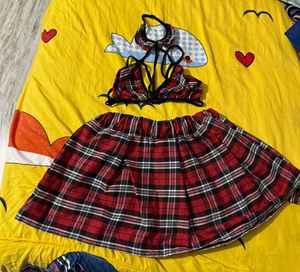 Red Plaid Lingerie Set