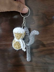 Crocheted Squirrel Keychain
