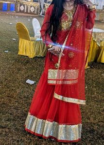 Red Sharara Bridal Garara Wear For Women