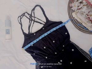 Black Embroidered Romper Jumpsuit