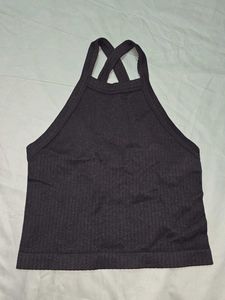 Black Crop Top with criss cross back