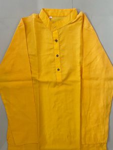 Men's Yellow Kurta with White Pajama Set
