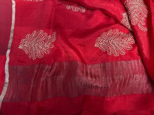 Red Embellished Silk Saree