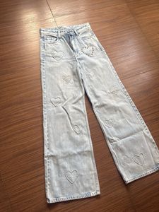 Light Wash Heart Embellished Jeans