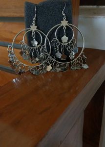 Bohemian Flower Charm Hoop Earrings