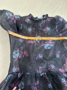 Sheer Floral Puff Sleeve Blouse