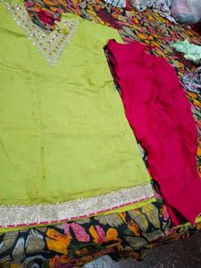 Embellished Lime Green Kurta