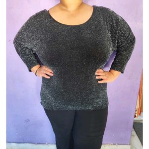Sparkly Black Long Sleeve Top