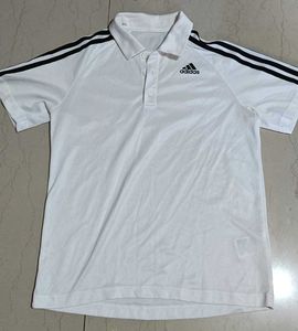 Adidas Unisex White Polo Active T-Shirt