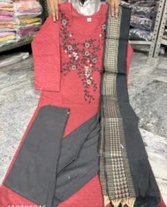 BrandNew CuteKhadiCotton Kurti Set-Plazzo& Dupatta