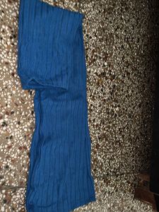 Blue Textured Cropped Turtleneck Top