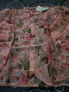 Sheer Floral Button-Up Blouse