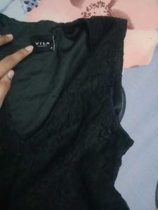 Korean black net top