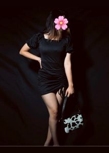 Chic Black Ruched Bodycon Dress