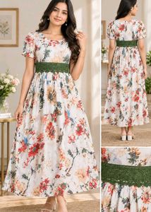 Gosriki Women's Floral Print Anarkali Kurta