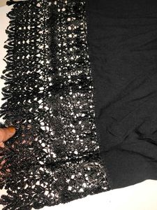 Black Lace Trim Palazzo Pants