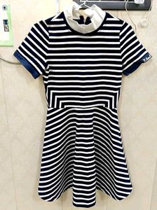 Chic Striped Short Sleeve Dress