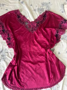 Elegant Satin Nightgown with Lace Trim